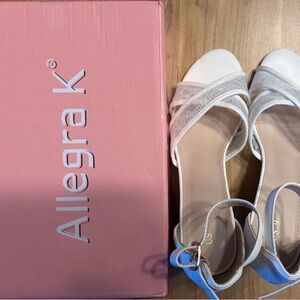 Allegra K White Lace Peep-Toe Ankle Strap Sandals